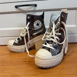 Converse Women's Chuck 70 De Luxe Heel Gunmetal High-Top Platform Sneakers